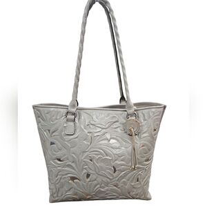 Patricia Nash Sophisticated Gray Textured Leather Tote